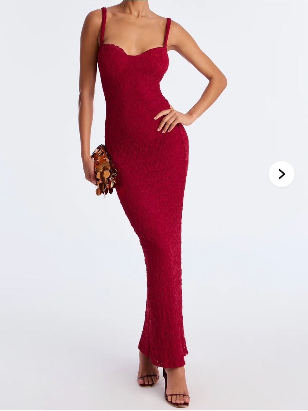 FASHION NOVA Red Cleo Lace Maxi Dress NWT